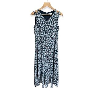 H by Halston Women’s Blue Watercolor High Low Sleeveless Midi Dress, Size 6
